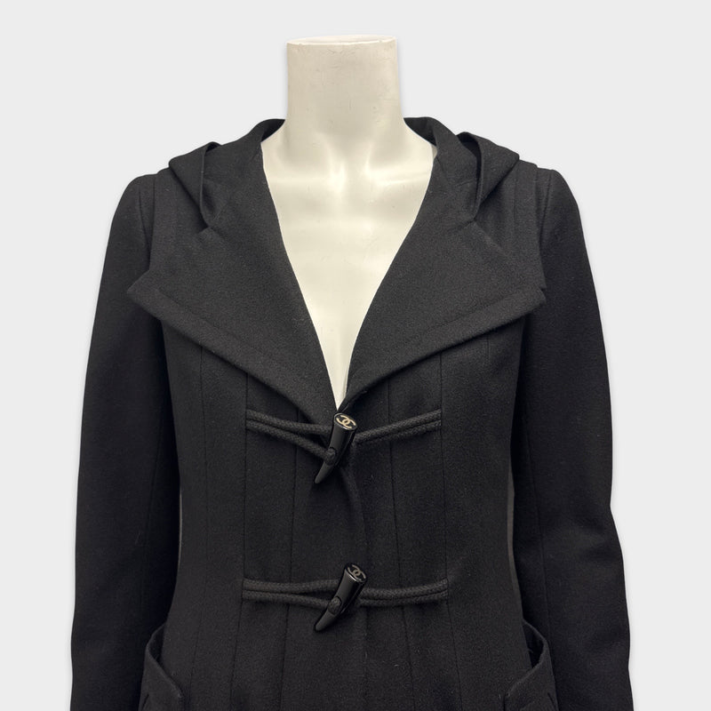 Chanel Women's Black Wool Coat With Toggle Closures