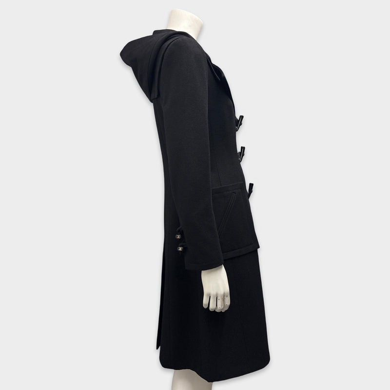 Chanel Women's Black Wool Coat With Toggle Closures