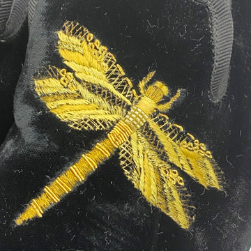Mcqueen men's black velvet with gold dragonfly embro – Loop