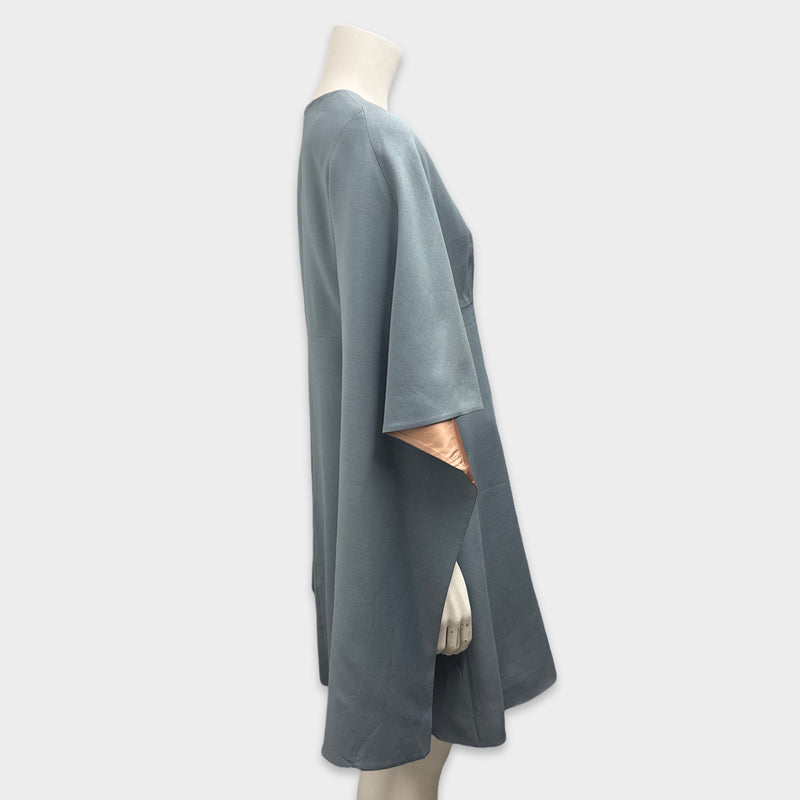 Valentino Gray Wool Cape Sleeve Dress