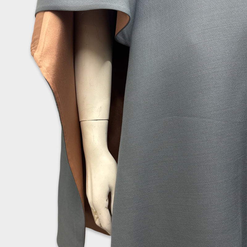 Valentino Gray Wool Cape Sleeve Dress