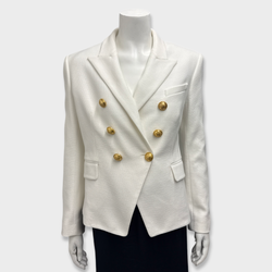 Balmain Women's padded-shoulder double-breasted White Blazer