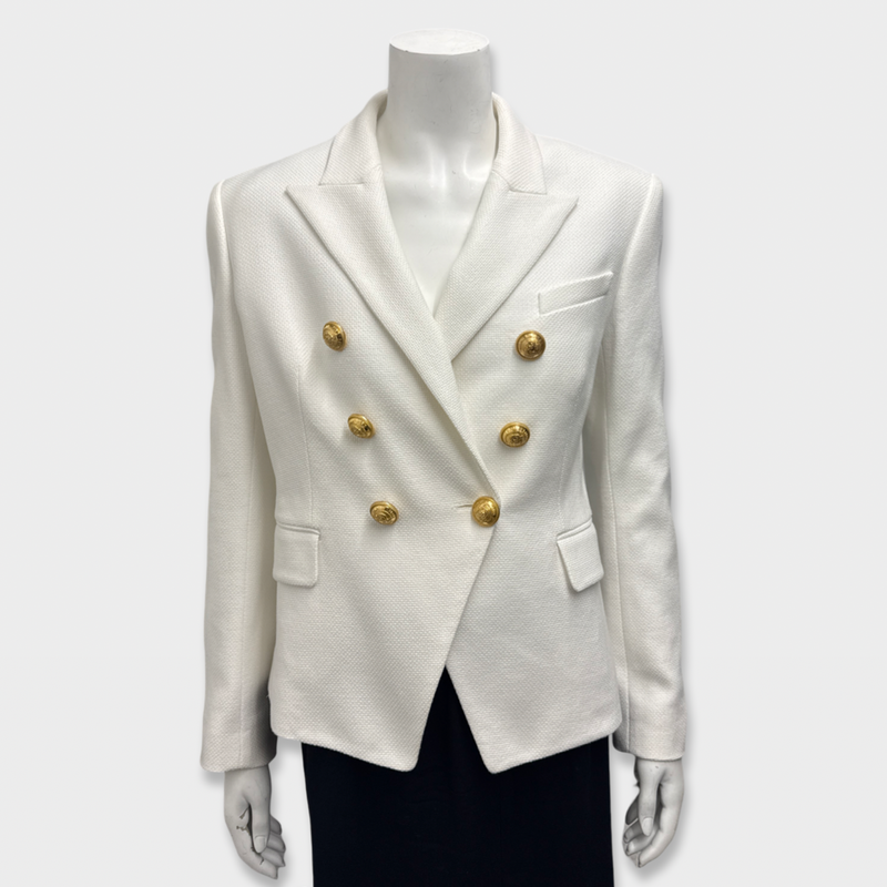 Balmain Women's padded-shoulder double-breasted White Blazer