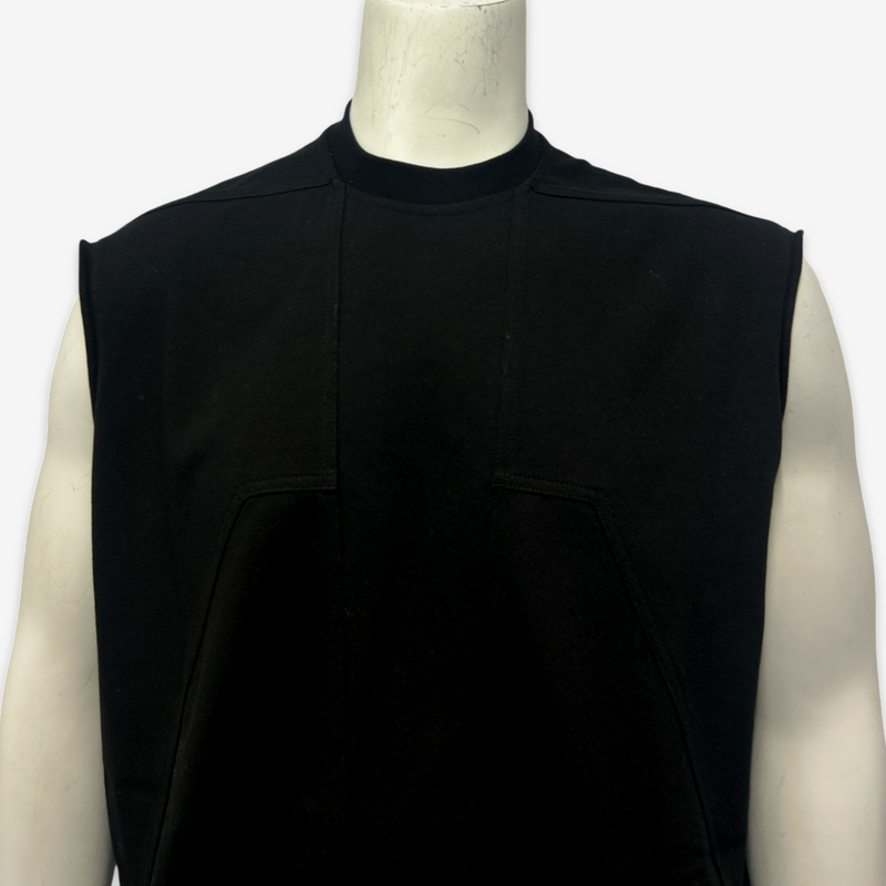 Rick Owens Men's Black Long Structured Vest-style Sweatshirt