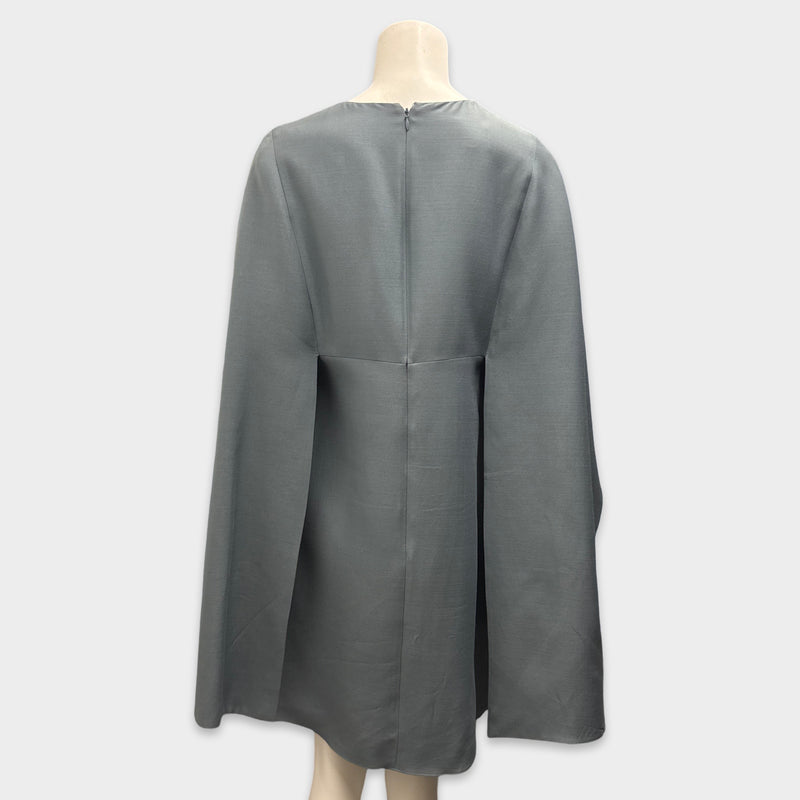 Valentino Gray Wool Cape Sleeve Dress