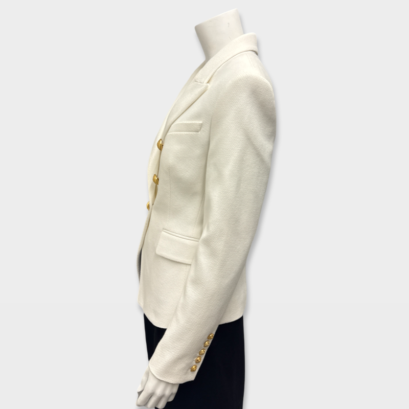 Balmain Women's padded-shoulder double-breasted White Blazer