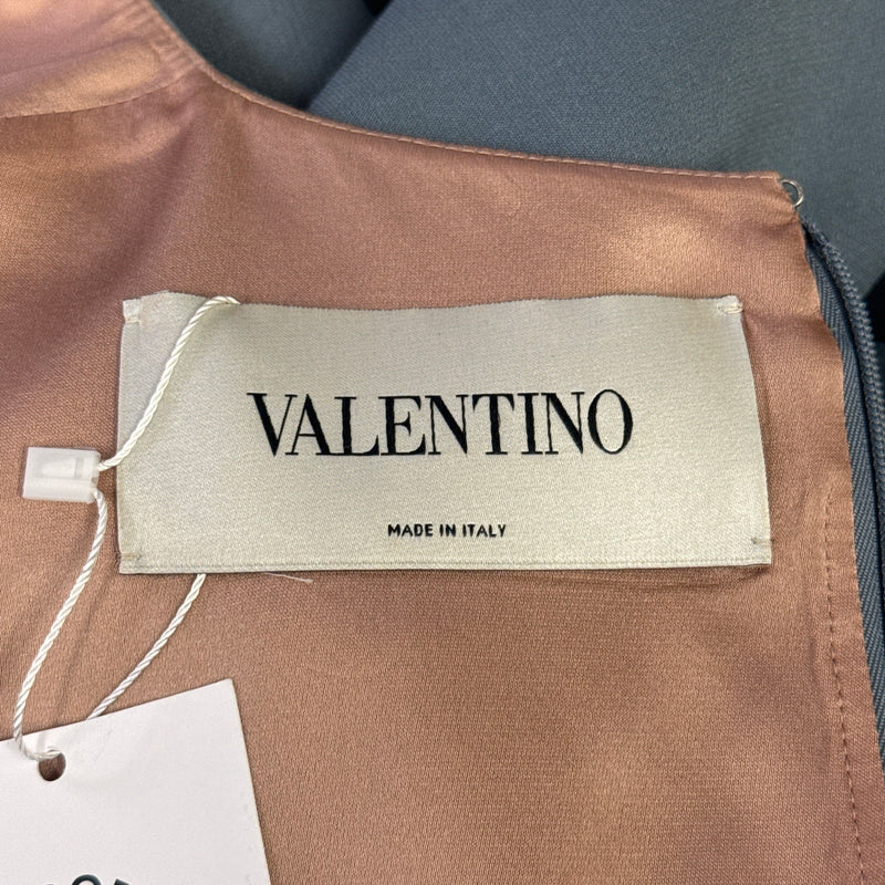 Valentino Gray Wool Cape Sleeve Dress