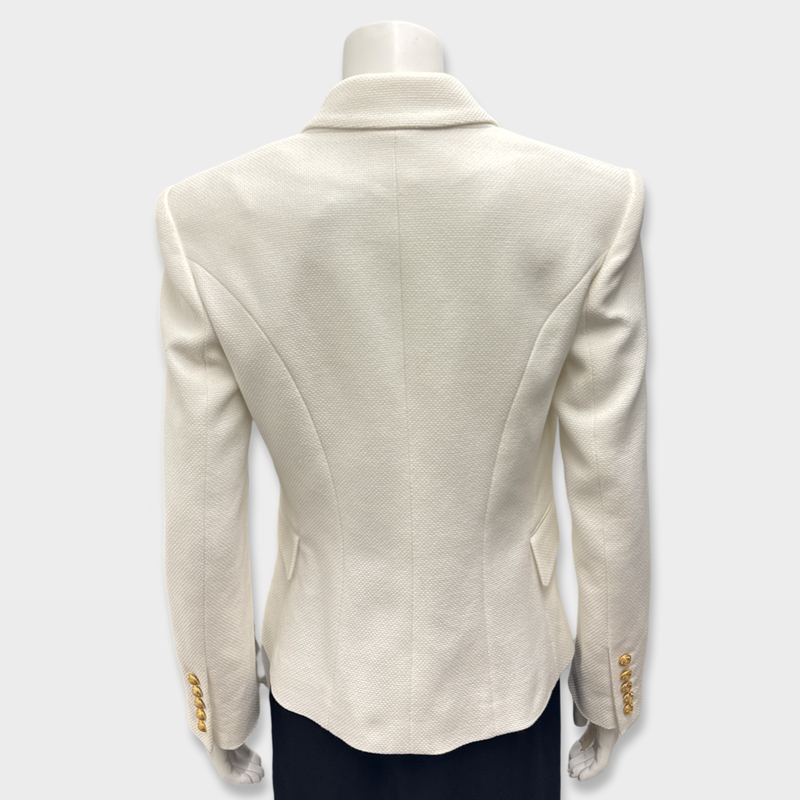 Balmain Women's padded-shoulder double-breasted White Blazer