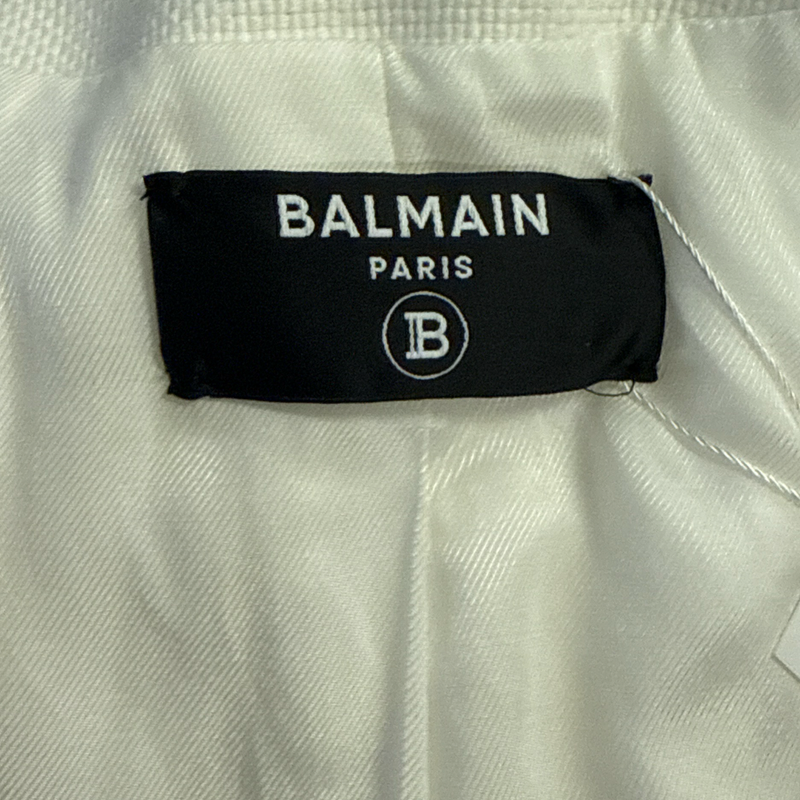 Balmain Women's padded-shoulder double-breasted White Blazer