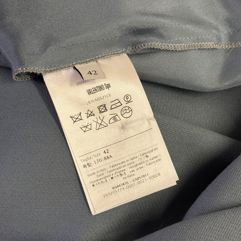 Valentino Gray Wool Cape Sleeve Dress
