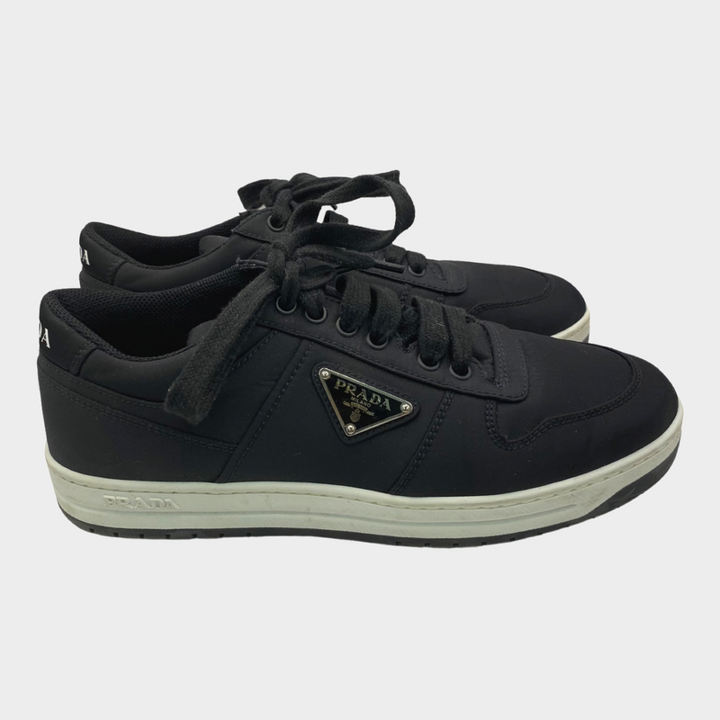 Prada women's black re-nylon triangle logo sneakers