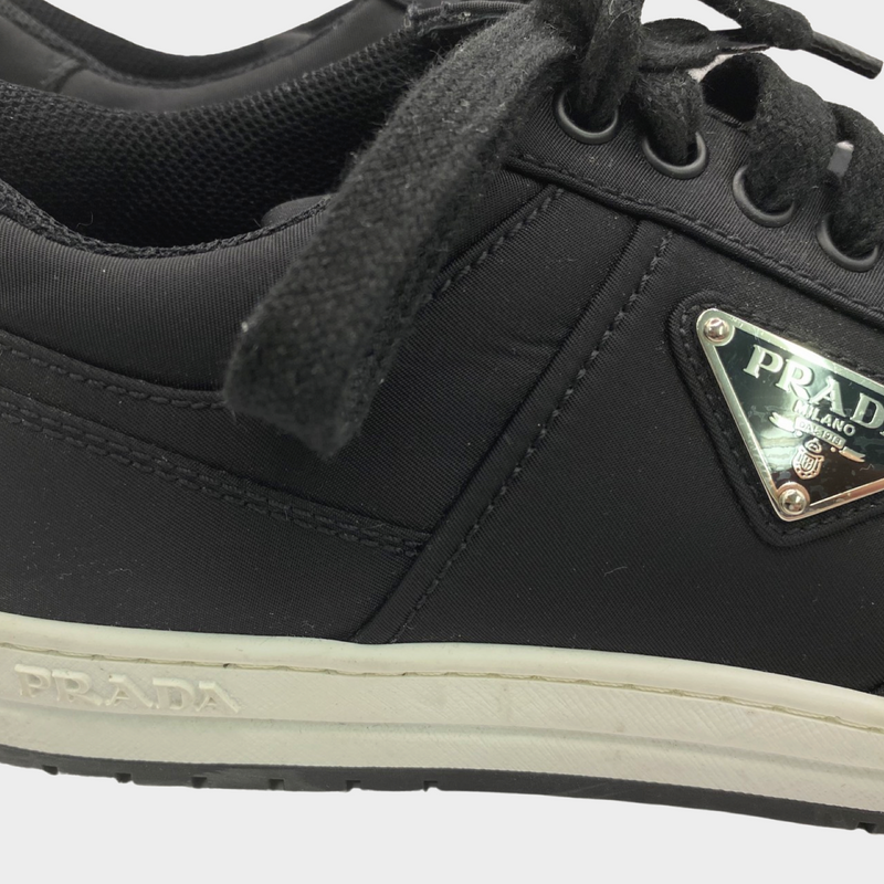 Prada women's black re-nylon triangle logo sneakers