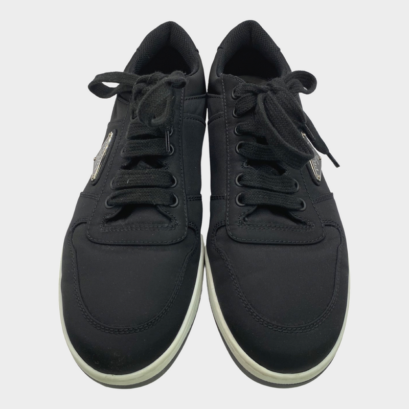 Prada women's black re-nylon triangle logo sneakers