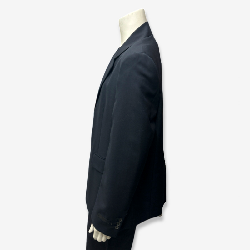 Prada Men's Navy Woolen Blazer With Triangle Patch Detail