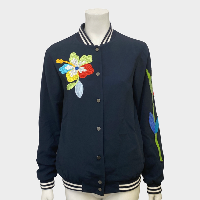 Mira Mikati Women's Navy Varsity Jacket