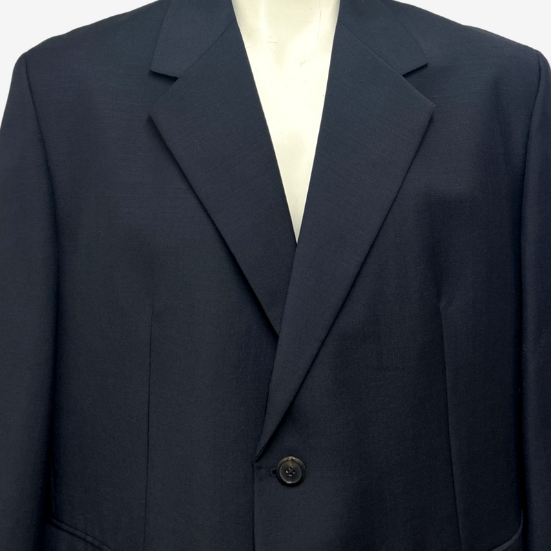 Prada Men's Navy Woolen Blazer With Triangle Patch Detail