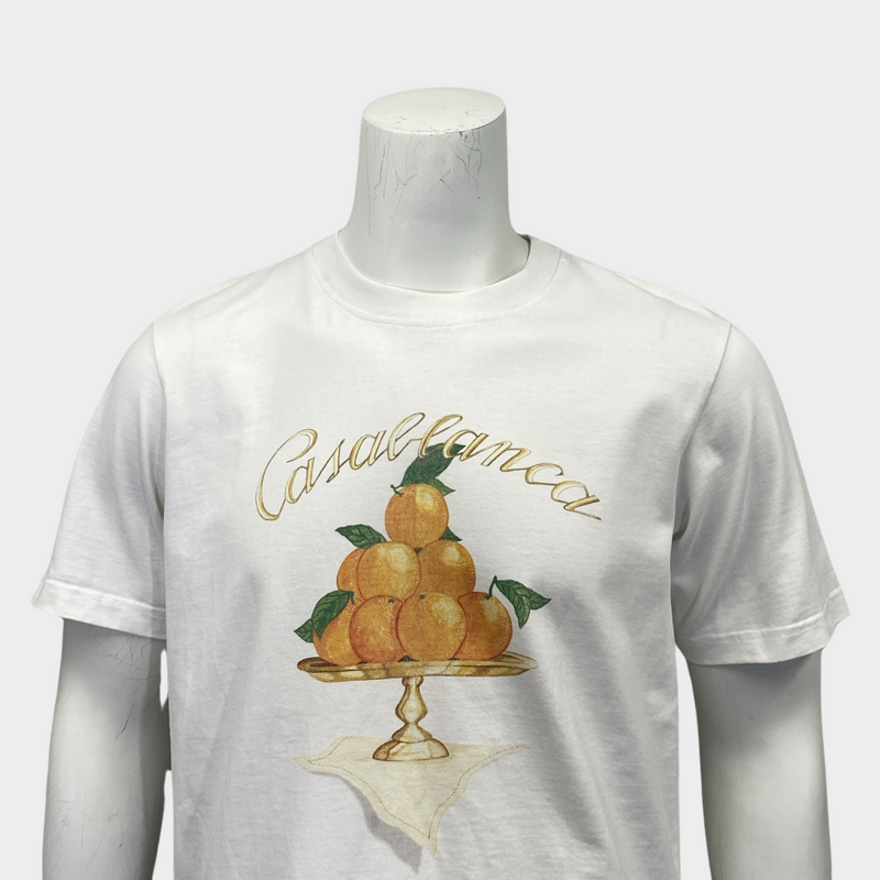 Casablanca men's white printed cotton t-shirt