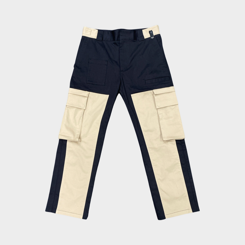 Fendi men's black & beige utility style trousers