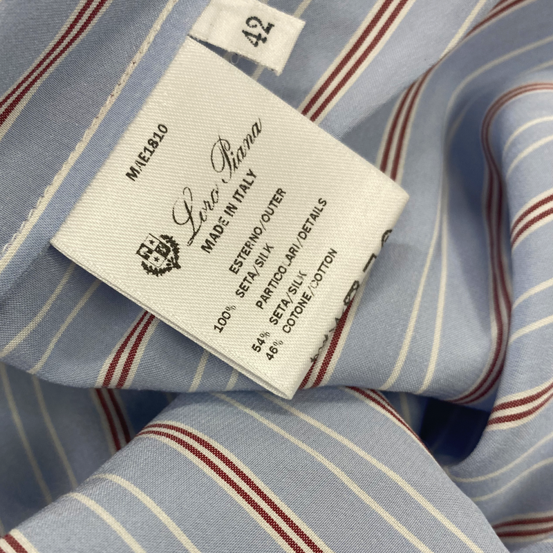 Loro Piana women's light blue striped silk loose-fit shirt