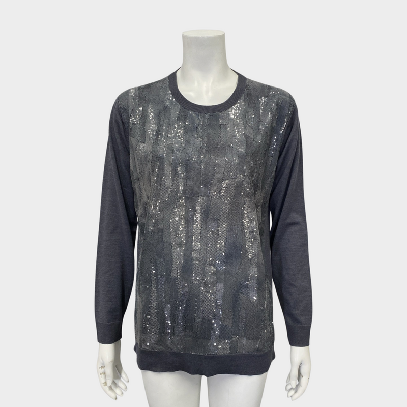 Louis Vuitton women's grey sequin jumper