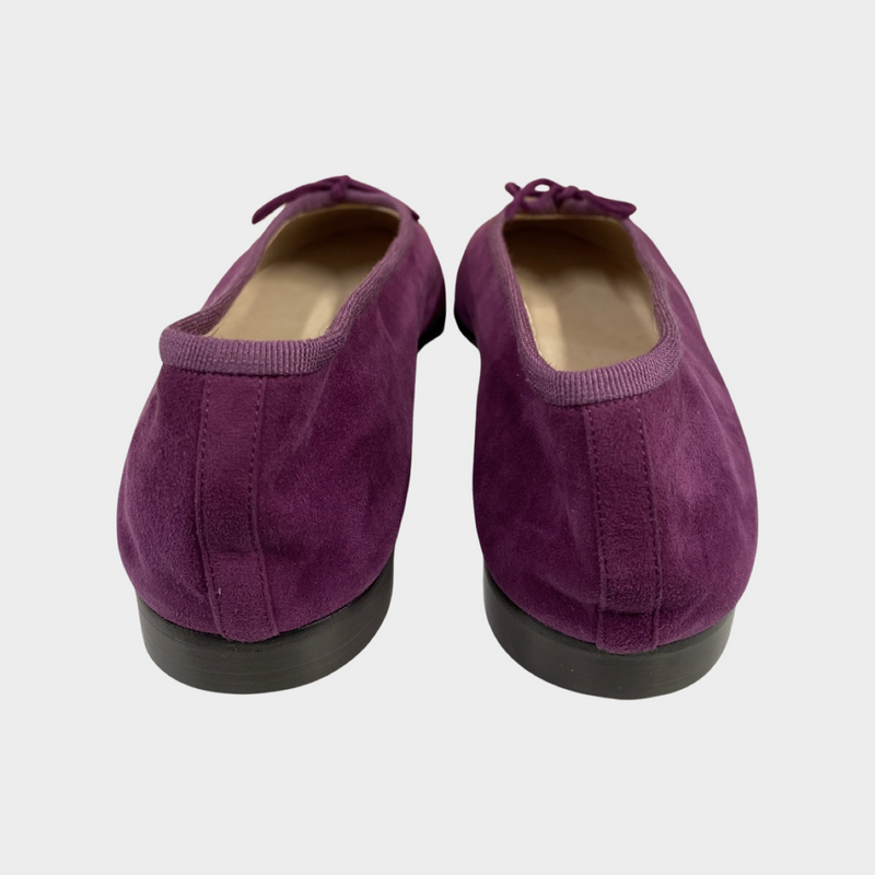 Chanel women's purple suede ballerinas with bow