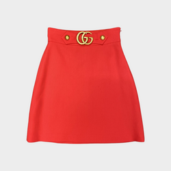 Gucci red GG gold hardware skirt