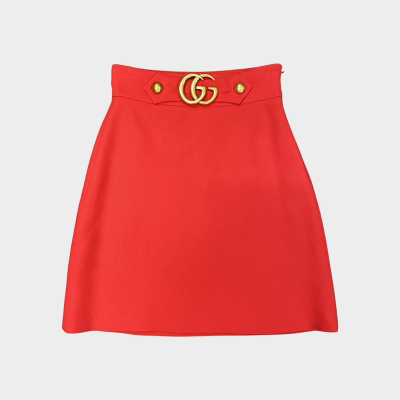 Gucci red GG gold hardware skirt