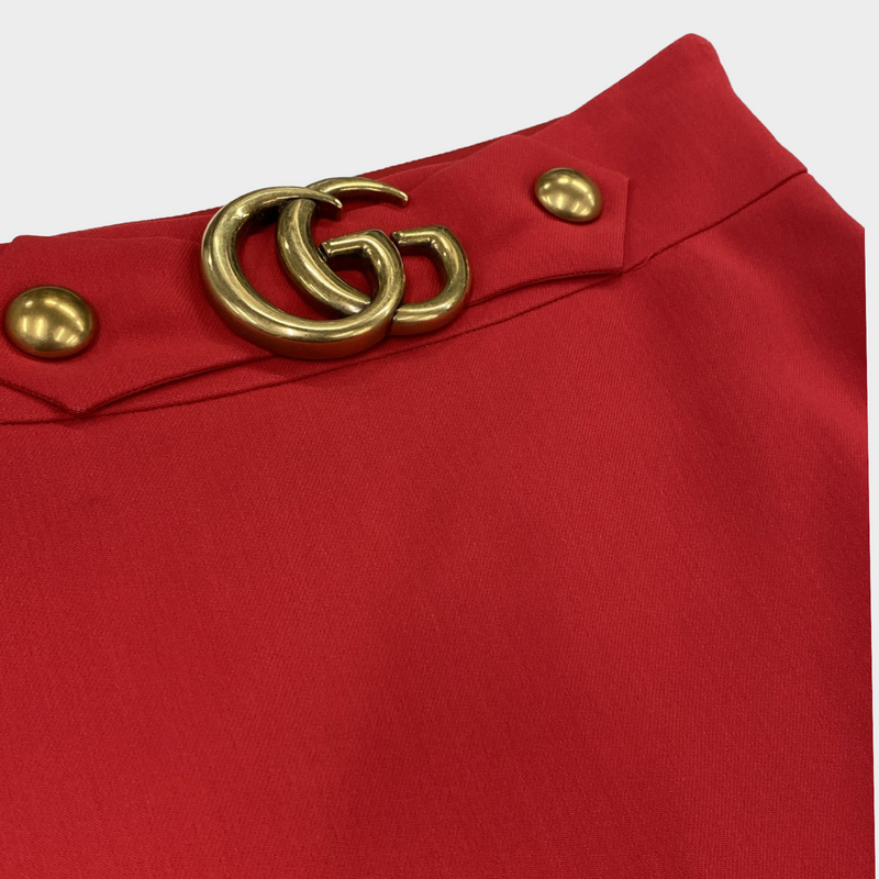 Gucci red GG gold hardware skirt