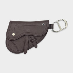 Dior men's Saddle Key Ring purple leather pouch