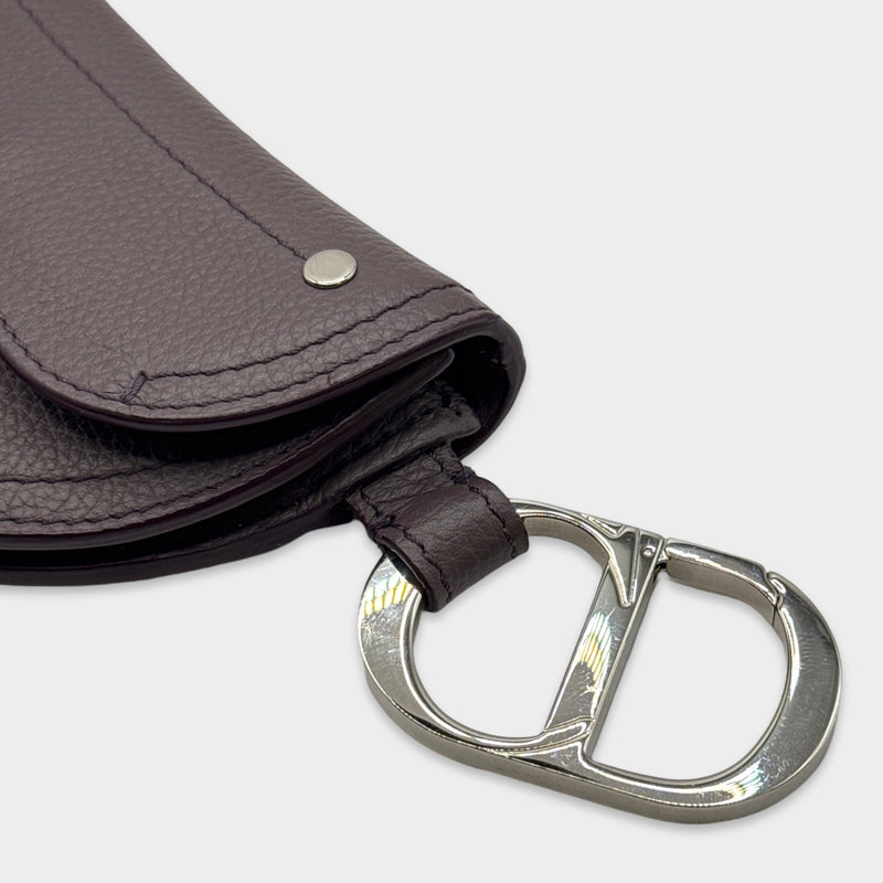 Dior men's Saddle Key Ring purple leather pouch