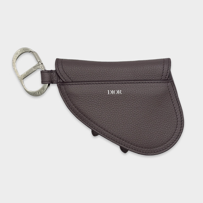 Dior men's Saddle Key Ring purple leather pouch
