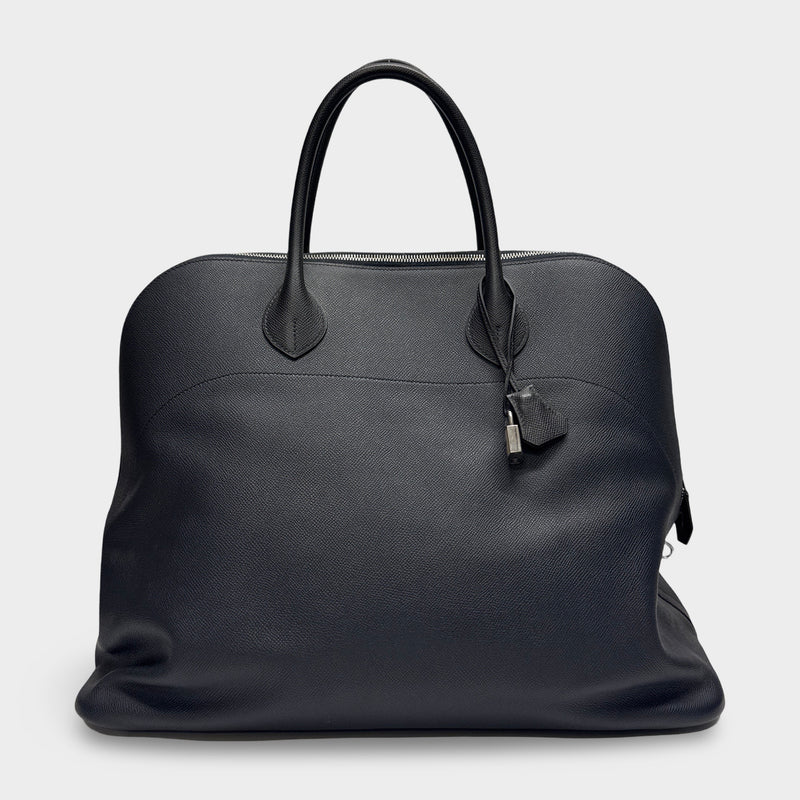 Hermès Men's Navy Grained Leather Bolide 45 Handbag