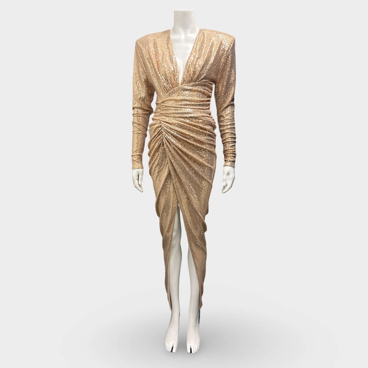 Alexandre Vauthier Gold Sequin Asymetrical Evening Dress – Loop Generation