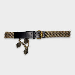 Gucci Vintage Black and Gold Chain Belt 95cm