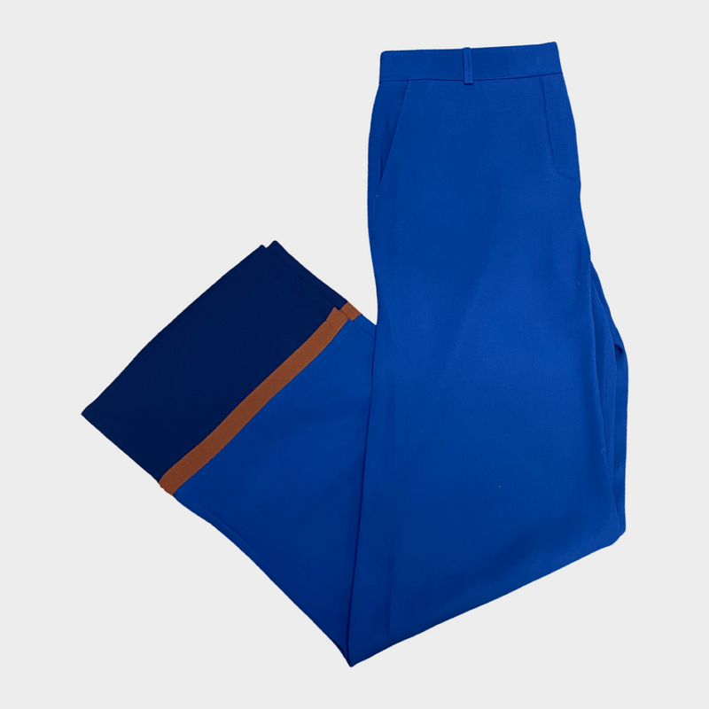 Loro Piana women's turquoise silk wide-leg trousers
