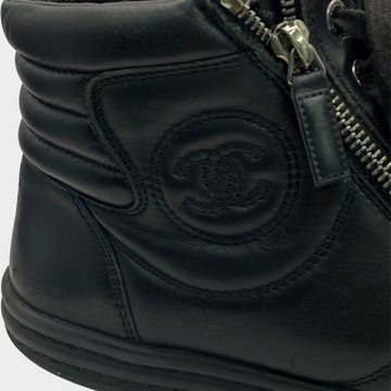 Black high top chanel sneakers hot sale
