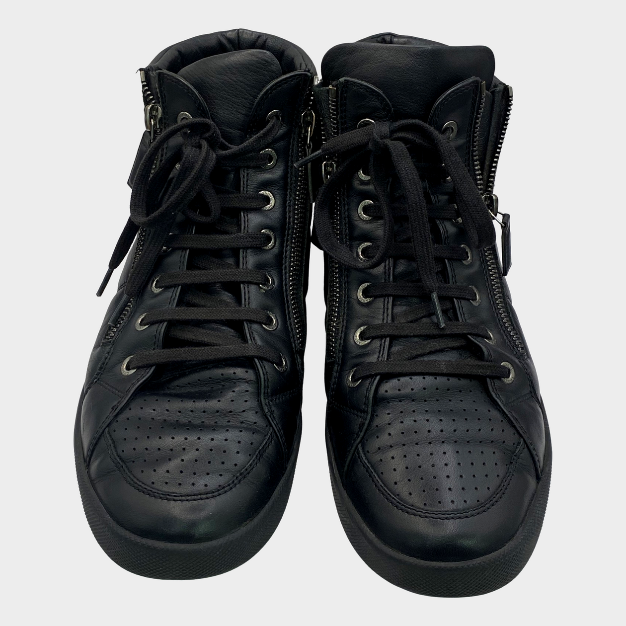 Chanel Women s Black Leather CC Logo High top Sneakers Loop Generation