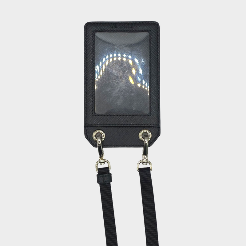 Prada unisex black logo print card-holder lanyard