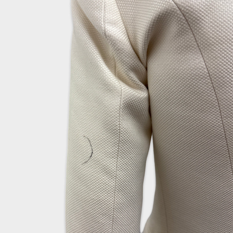 Balmain Women's Cream Double Breasted Blazer With Gold Buttons
