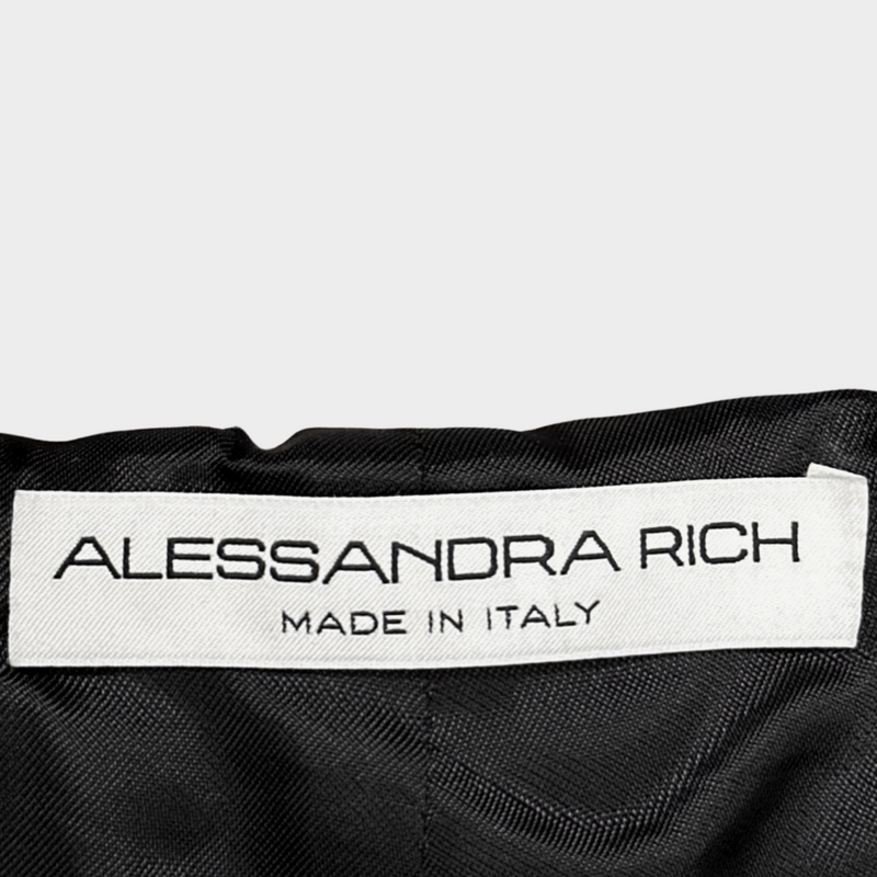 Alessandra Rich women's black leather pleated high-waited trousers