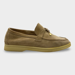Loro Piana Women's Beige Summer Walk Suede Loafers