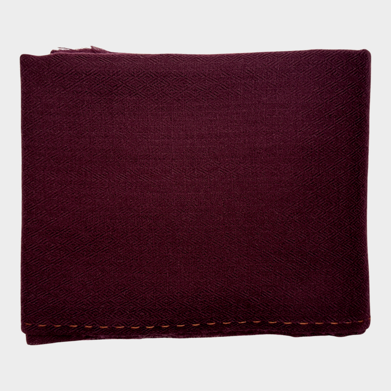 LORO PIANA burgundy geometric textured cashmere scarf