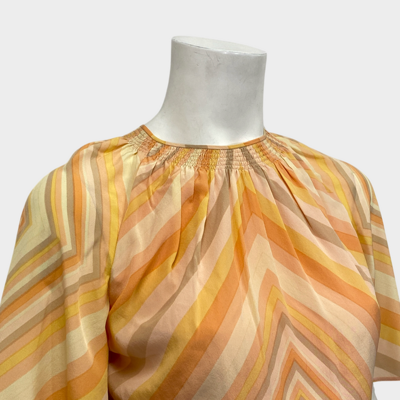 Valentino women's orange silk rainbow blouse