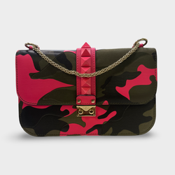 Valentino Women's Rockstud Camouflage and Pink fabric and leather Handbag