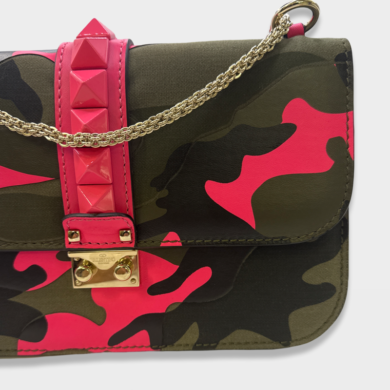 Valentino Women's Rockstud Camouflage and Pink fabric and leather Handbag