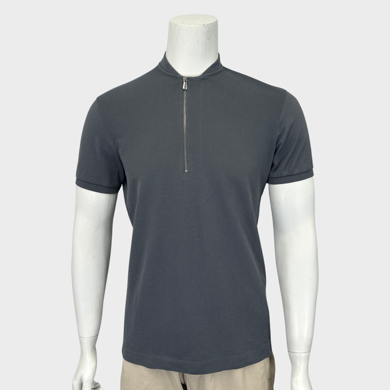 Bottega Veneta men's grey cotton polo shirt
