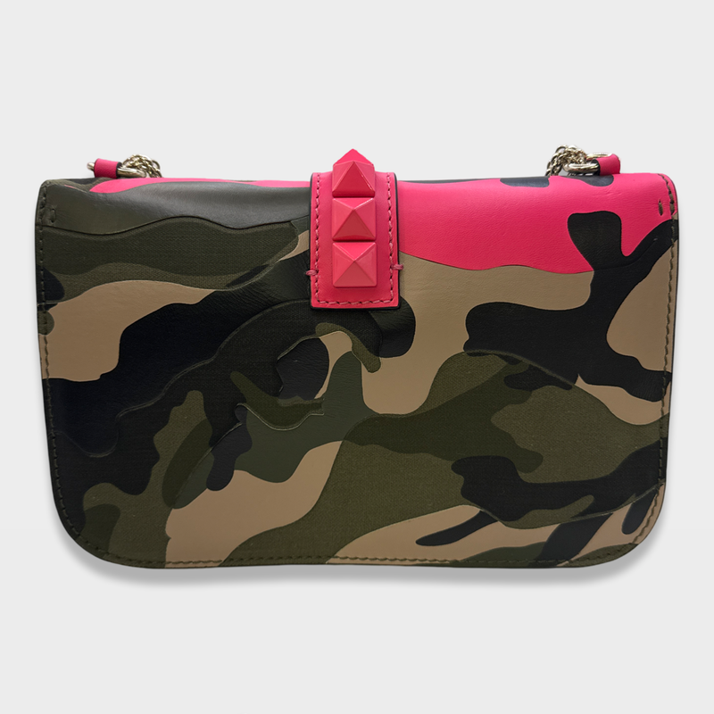 Valentino Women's Rockstud Camouflage and Pink fabric and leather Handbag