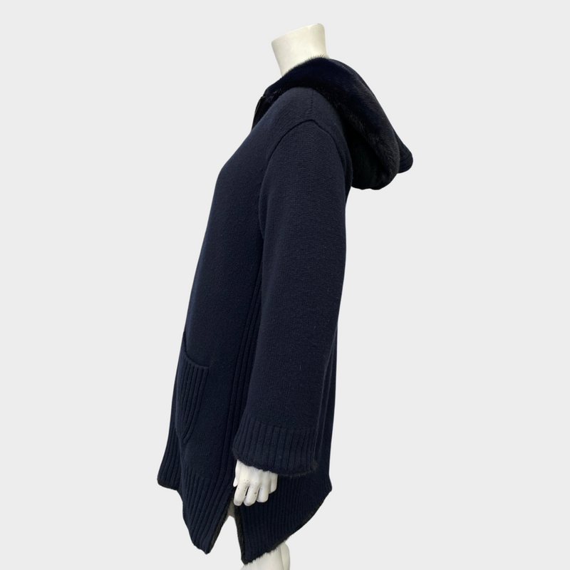 Loro Piana women's navy reversible mink and cashmere coat