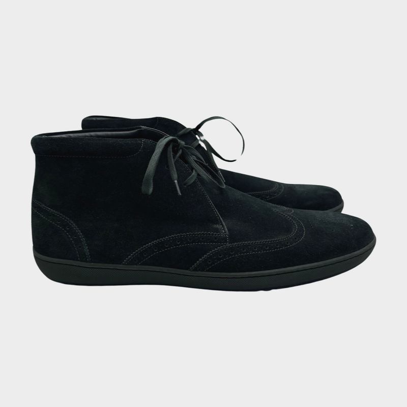 Louis Vuitton men's emerald green suede ankle trainers