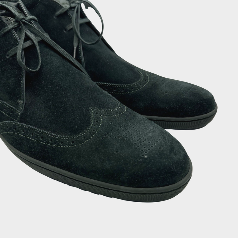 Louis Vuitton men's emerald green suede ankle trainers